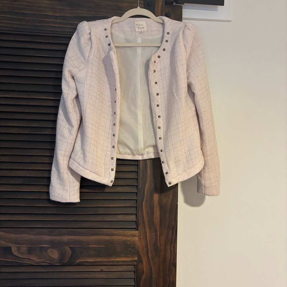 Elegant Cream Blazer with Stud Details